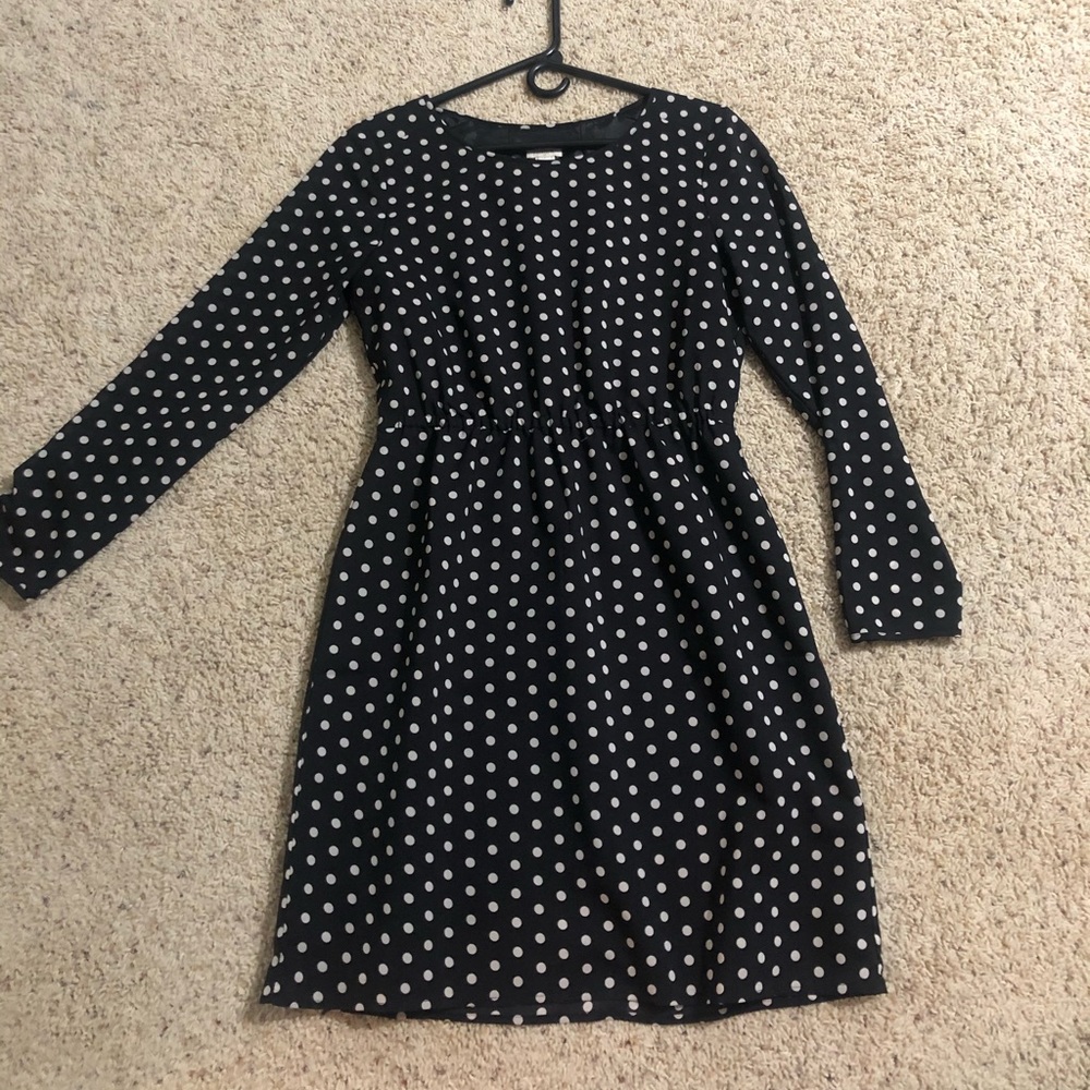 Jcrew black polka dot dress